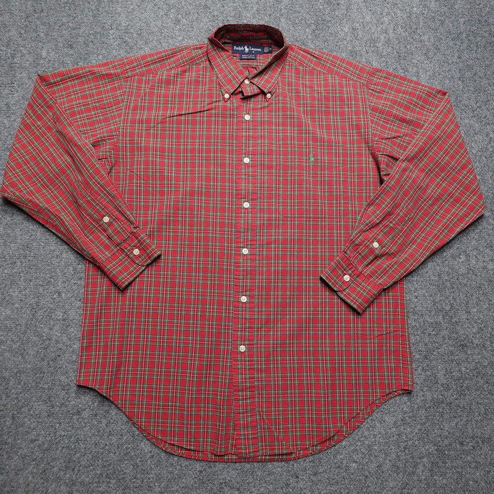 Ralph Lauren Shirt Mens Medium Plaid Bartlett Button Down Classic Casual Preppy